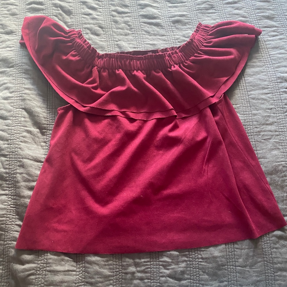 Young Fabulous & Broke off the shoulder red top
